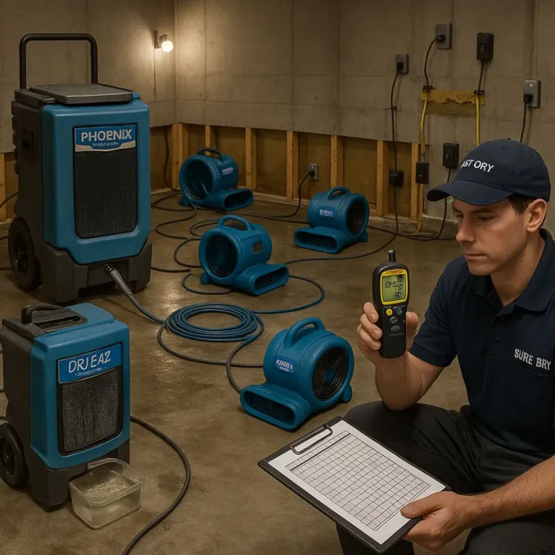 Structural Drying and Dehumidification process in Cuero, TX